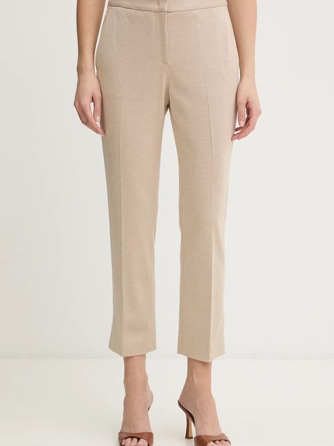 BOSS spodnie damskie kolor beżowy fason cygaretki high waist 50555740 - zdjęcie produktu nr 1