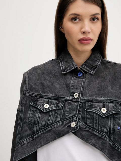 Karl Lagerfeld Jeans kurtka jeansowa bawełniana kolor czarny przejściowa oversize A3W14060