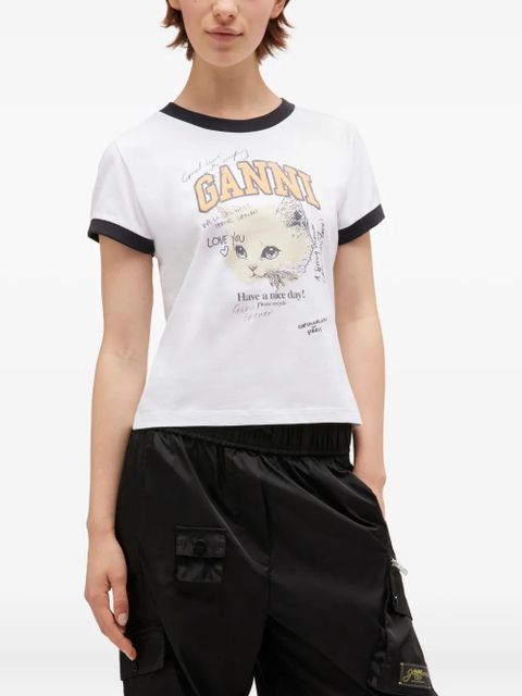 GANNI Kitty-print ringer top - White - zdjęcie produktu nr 2