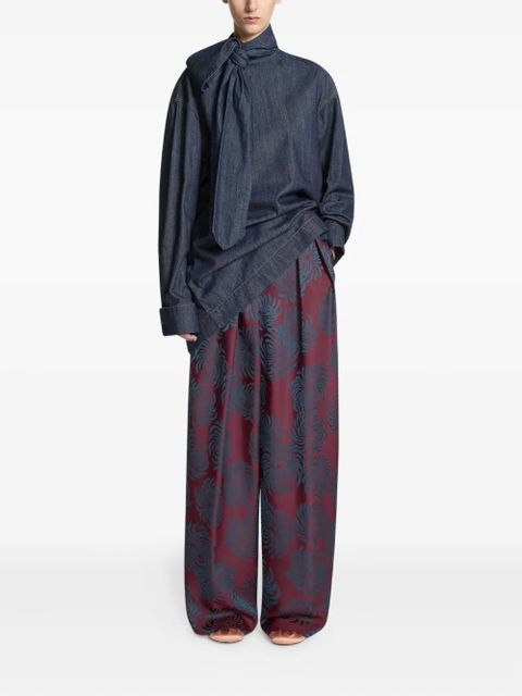 DRIES VAN NOTEN tie-neck denim blouse - Blue - zdjęcie produktu nr 2