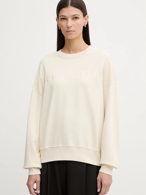 Marc O'Polo bluza bawełniana damska kolor beżowy gładka 600407354175 - zdjęcie produktu nr 1