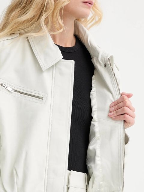 Gestuz ramoneska jeansowa kolor biały przejściowa 10910163