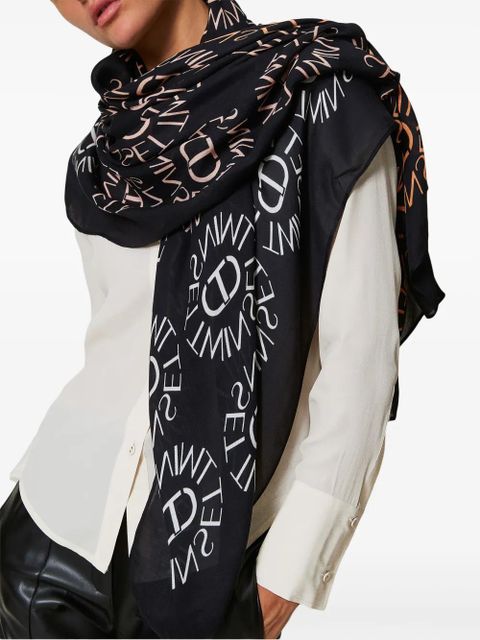 TWINSET logo-print scarf - Black
