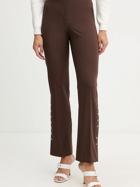 Karl Lagerfeld spodnie damskie kolor brązowy proste high waist B1W10006 - zdjęcie produktu nr 1