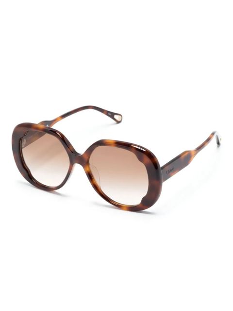 Chloé Eyewear logo-lettering oversize-frame sunglasses - Brown - zdjęcie produktu nr 2