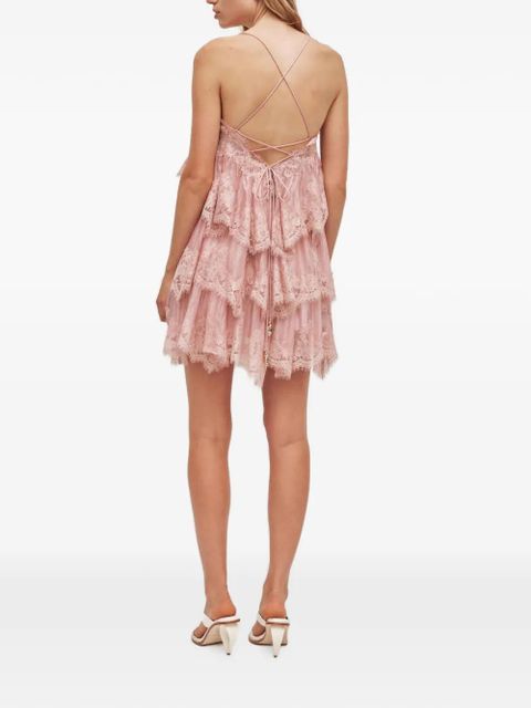 Aje Ophelia layered lace-trimmed dress - Pink