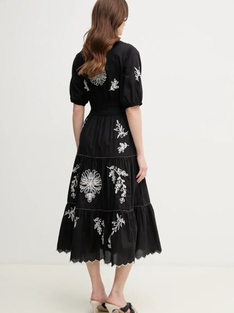 Pepe Jeans sukienka bawełniana DESTINY DRESS kolor czarny midi rozkloszowana PL953743