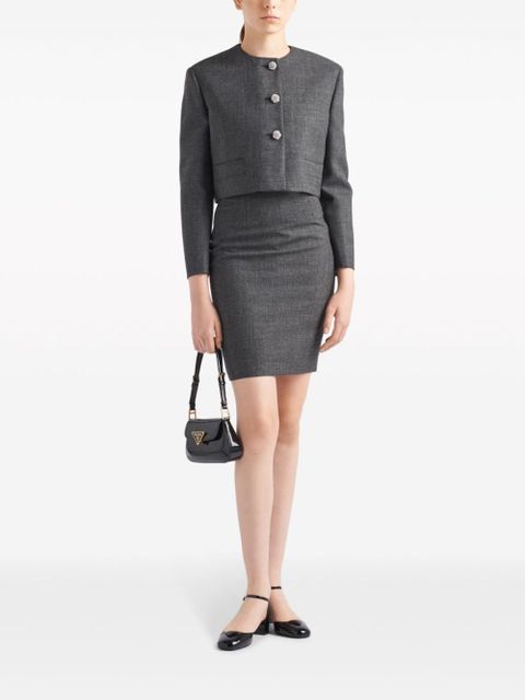Prada crystal-buttons cropped jacket - Grey - zdjęcie produktu nr 2