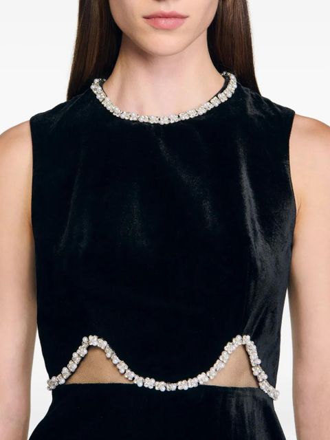 SANDRO Maryline embellished cut-out mini dress - Black