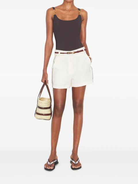 Tory Burch pleated high-waisted shorts - White