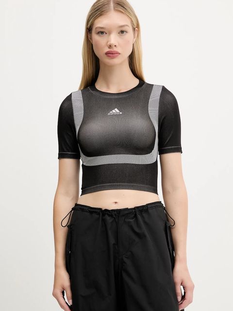 adidas Originals t-shirt Seamless Techfit Baby Tee damski kolor czarny JV7159 - zdjęcie produktu nr 1