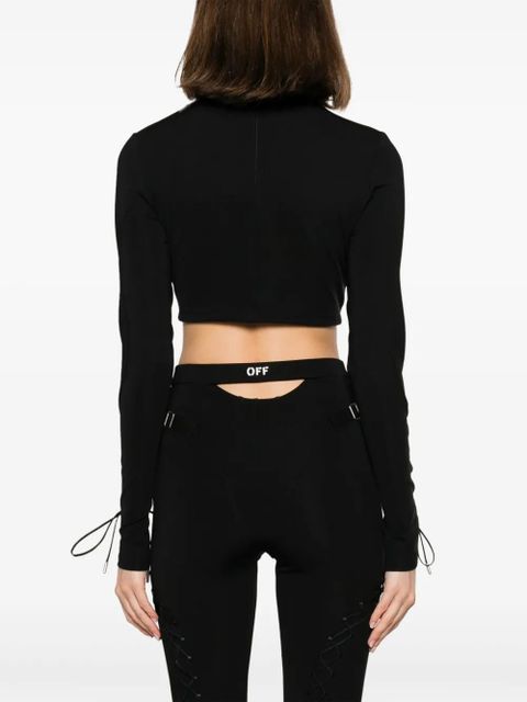 Off-White lace-up logo crop top - Black