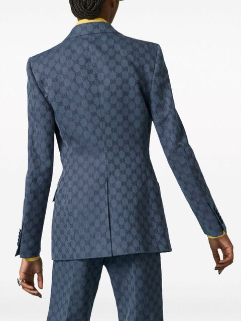 Gucci GG-jacquard single-breasted blazer - Blue