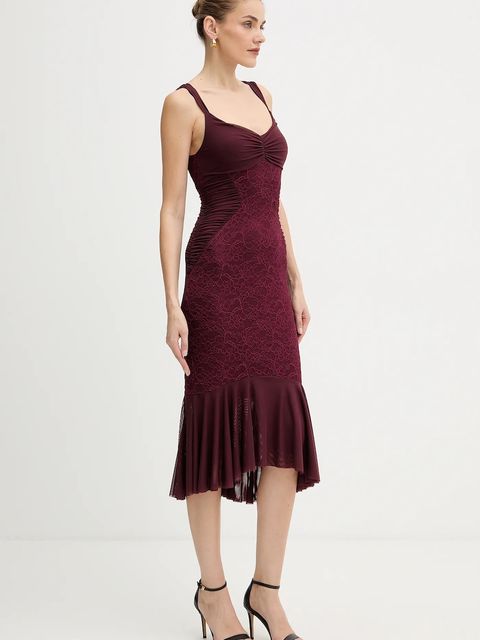 Guess sukienka CAITLYN kolor bordowy midi dopasowana W5BK17 KB7V2 - zdjęcie produktu nr 2