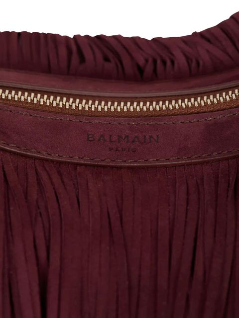 Balmain large Ebene fringed hobo bag - Red