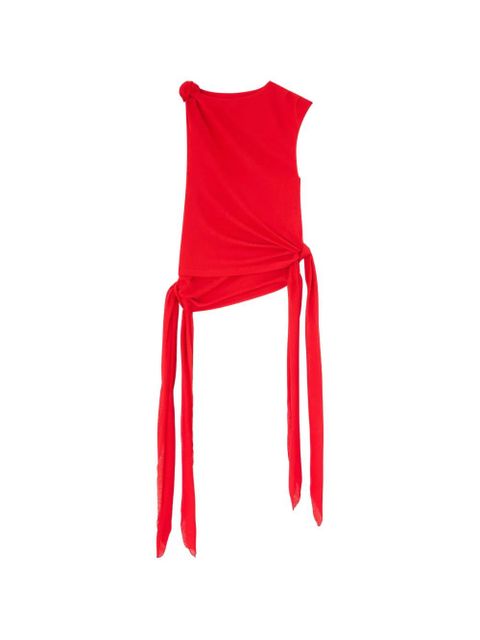 GANNI knot-detail asymmetric tank top - Red - zdjęcie produktu nr 1