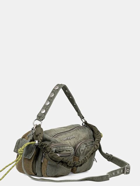 Desigual torebka jeansowa BRAVO HYBRID DENIM HAB kolor zielony 25WAXD03