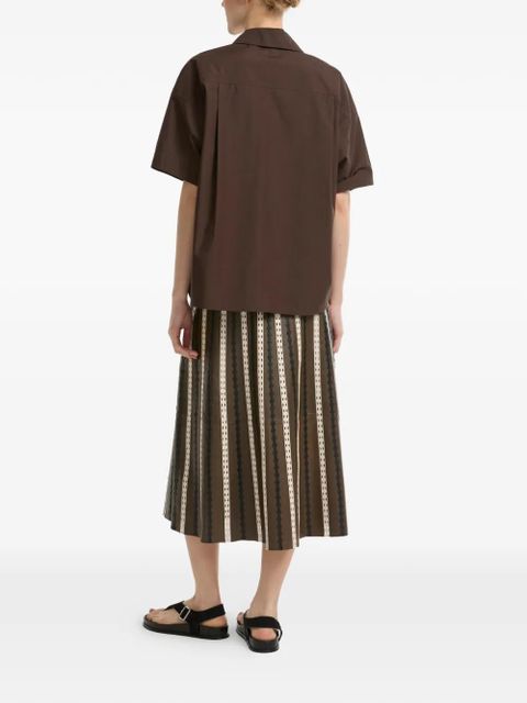 Yves Salomon perforated leather midi skirt - Brown