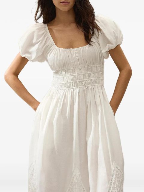 Faithfull the Brand Sunniva puffed-sleeve midi dress - White