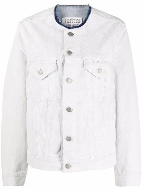 Maison Margiela collarless denim jacket - White - zdjęcie produktu nr 1