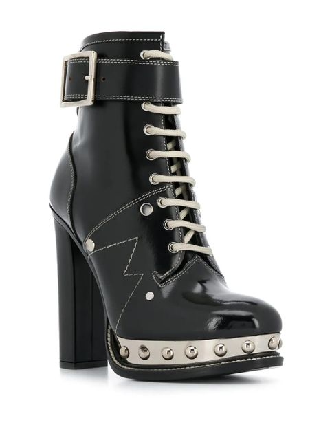 Alexander McQueen studded metallic platform sole ankle boots - Black - zdjęcie produktu nr 2