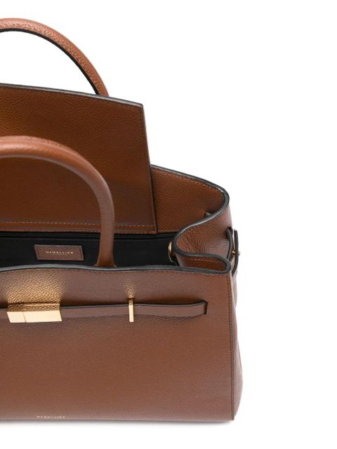 DeMellier top handle leather clutch bag - Brown