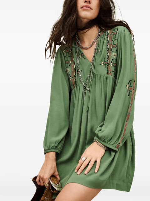 Ba&Sh Telma embroidered V-neck dress - Green