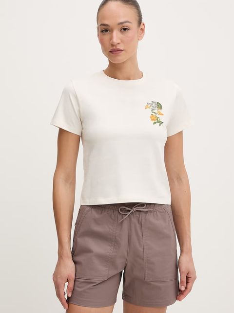 The North Face t-shirt damski bawełniany FLORA EMBRO - zdjęcie produktu nr 1