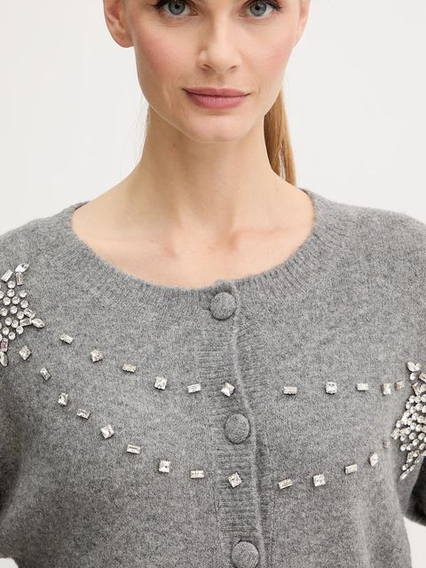 Fracomina kardigan z domieszką wełny damski kolor szary FS25WT8002K560R9