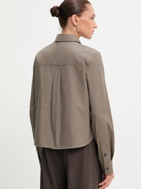 Miss Sixty koszula z domieszką jedwabiu damska kolor brązowy regular z kołnierzykiem klasycznym 6S3XJ5300B