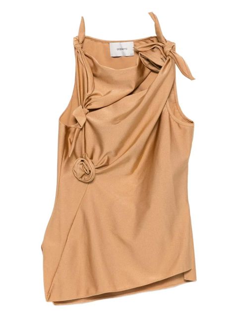 Coperni asymmetric rose-embellished knotted blouse - Brown - zdjęcie produktu nr 1