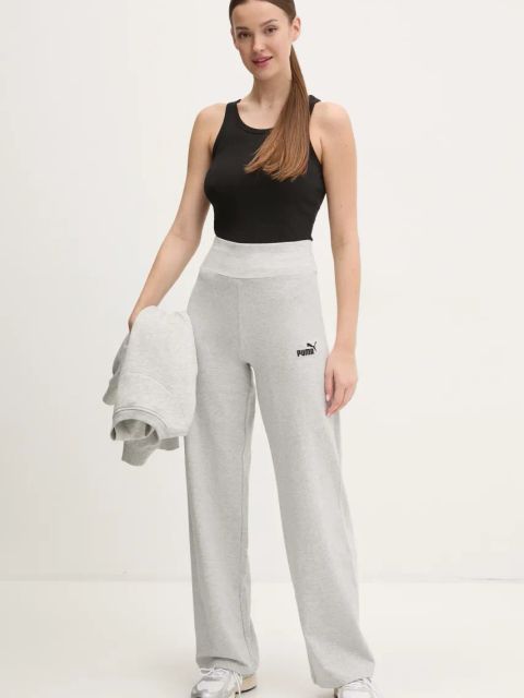 Puma spodnie dresowe damskie kolor szary melanżowe 682428