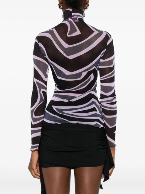 PUCCI abstract-print mesh top - Black