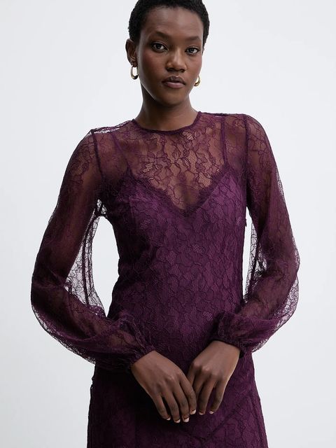 Twinset sukienka kolor fioletowy maxi prosta 252TT2261