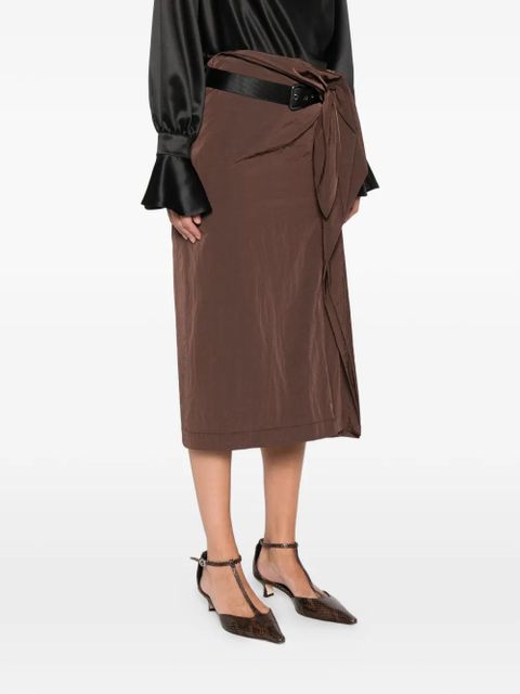 PINKO Tartetatin belt midi skirt - Brown