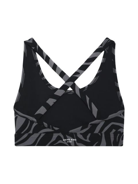 ANINE BING Axel zebra-print bra - Black
