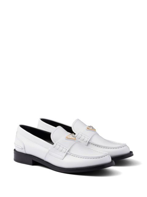 Prada brushed leather loafers - White