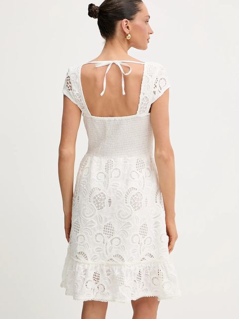 Guess sukienka bawełniana DOMITILLA kolor biały mini rozkloszowana W5GK50 WH521