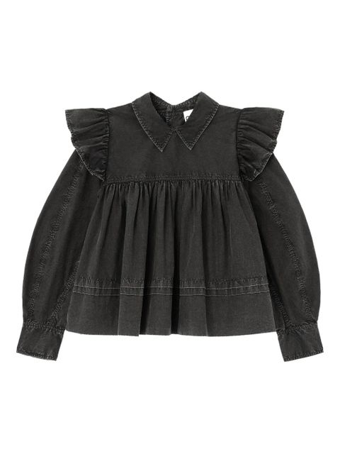 GANNI ruffled collared blouse - Black - zdjęcie produktu nr 1
