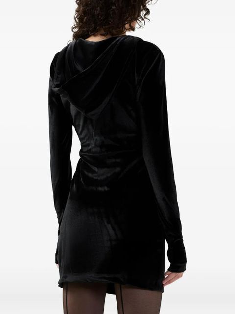 GCDS hooded ruffled mini dress - Black