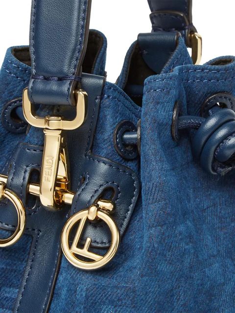 FENDI Mon Tresor logo-detail bucket bag - Blue