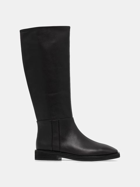 Calvin Klein kozaki skórzane FORMAL UTK BOOT LTH damskie kolor brązowy na płaskim obcasie HW0HW02599 - zdjęcie produktu nr 2
