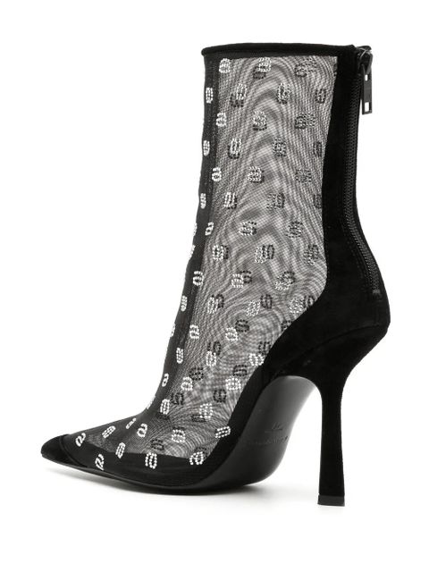 Alexander Wang crystal-logo mesh boots - Black