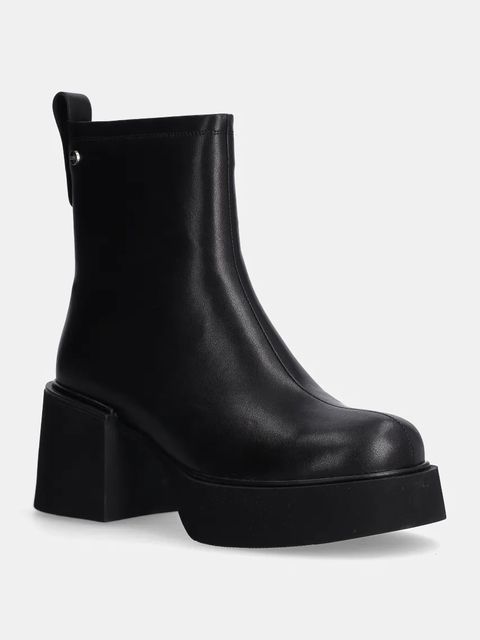 GOE botki skórzane damskie kolor czarny na słupku OO2N4161 BLACK - zdjęcie produktu nr 1