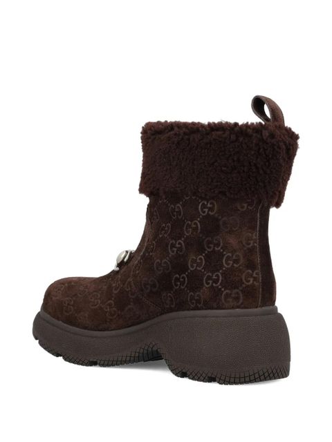 Gucci Horsebit GG ankle boots - Brown