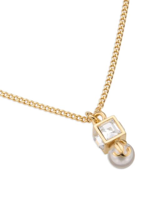Jimmy Choo cube pearl-pendant necklace - Gold