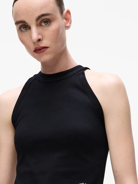 Karl Lagerfeld top bawełniany kolor czarny A4W17056