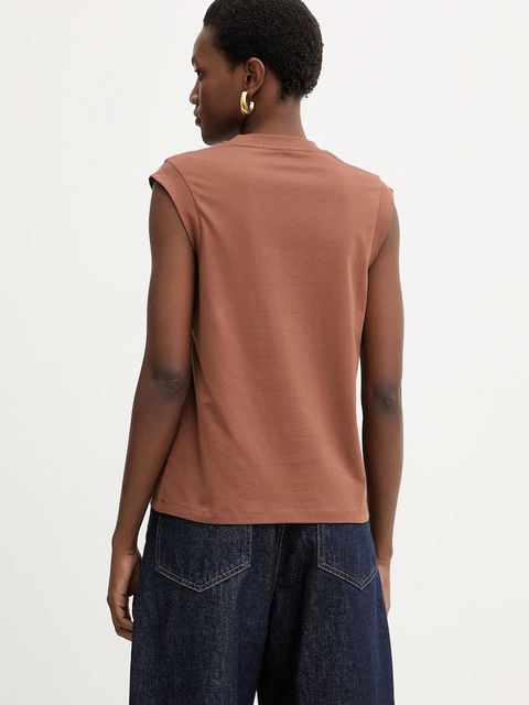 Karl Lagerfeld top bawełniany kolor brązowy B1W17012