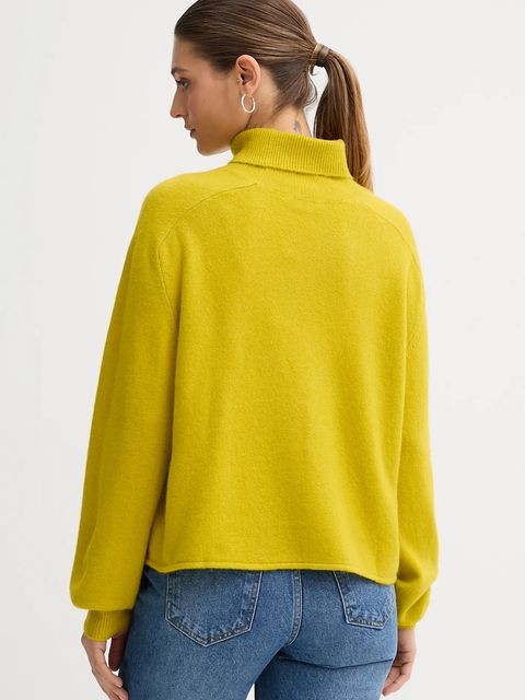 United Colors of Benetton sweter damski kolor zielony lekki z golfem 11CZD204F