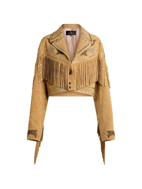 ETRO studded fringed leather jacket - Neutrals - zdjęcie produktu nr 1